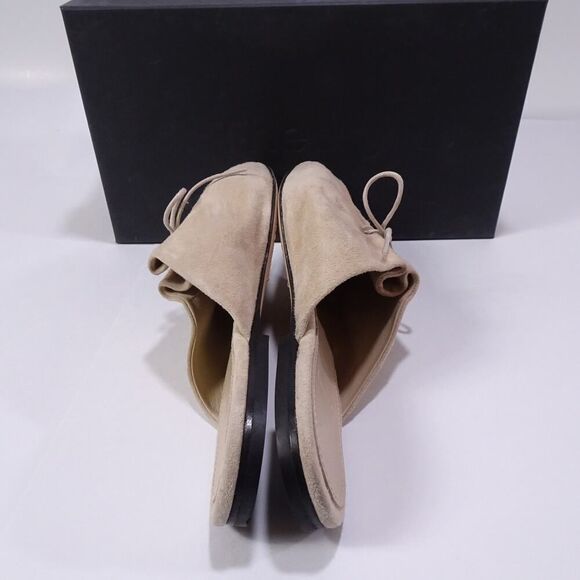 Theory Women's Pleated Mule Flats Sandals in Leather Ecru NIB 398 Sz 37 - Picture 7 of 12